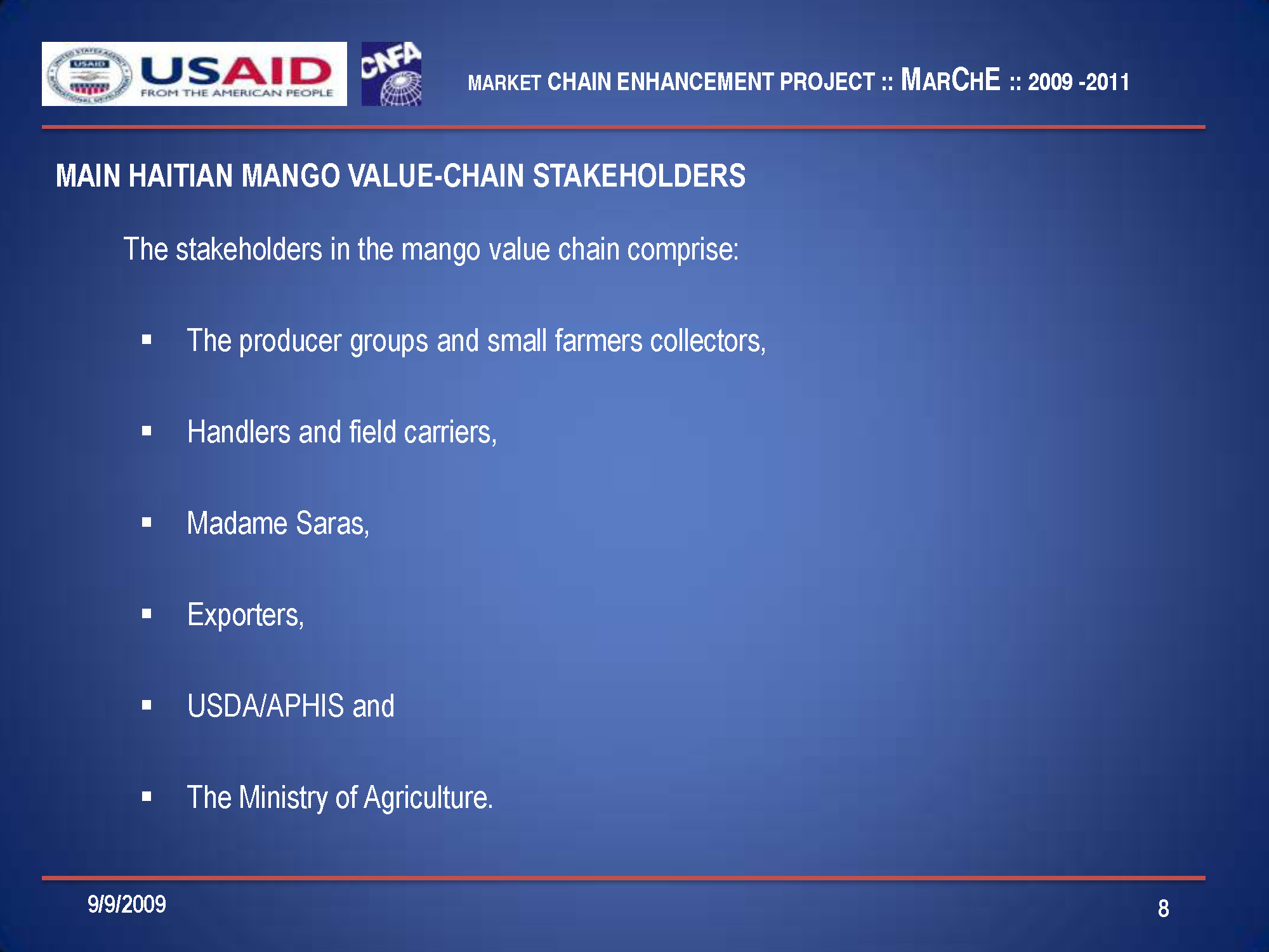 USAID MarChE Project Mango Market Value Chain